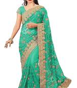 Light Green Net Embroidered Saree With Blouse