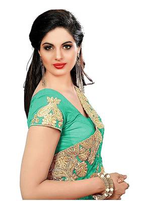 Light Green Net Embroidered Saree With Blouse 3