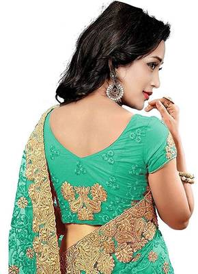 Light Green Net Embroidered Saree With Blouse 4
