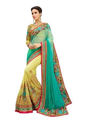 Multicolor Embroidered Georgette Saree With Blouse 1