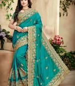 Green Silk Embroidered Bridal Saree With Blouse