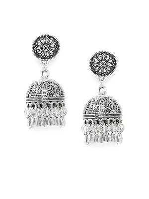 Zerokaata Handmade Tribal Jewellery Short Jhumkis With Pretty Hangings 2