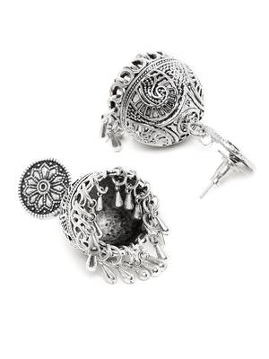 Zerokaata Handmade Tribal Jewellery Short Jhumkis With Pretty Hangings 3