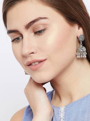 Zerokaata Handmade Tribal Jewellery Short Jhumkis With Pretty Hangings 4