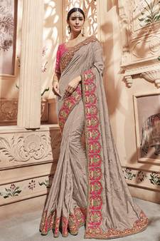 Wedding Sarees Online Indian Ping 54 Off Grey Embroidered Silk Saree With Blouse Wedding Online