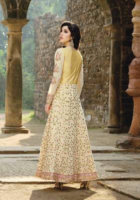 Yellow embroidered georgette salwar with dupatta 2