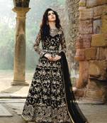Black embroidered net salwar with dupatta