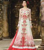 White embroidered net salwar with dupatta