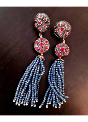 Ethnic Gold Plated Colored Stone Dangler Earrimg 1