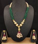 Designer Multi strand Pink Green AD Indian Bollywood Celebrity Necklace