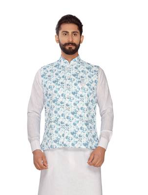 Atool Digital Print Jute Nehru Jacket 1