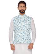 Atool Digital Print Jute Nehru Jacket
