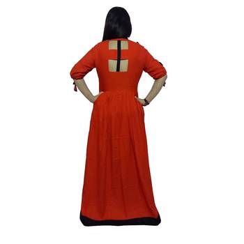 Orange plain rayon party-wear-kurtis 2