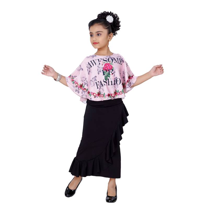 Multicolor embroidered cotton kids tops