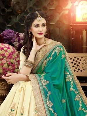 Beige embroidered art silk saree with blouse 2