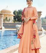 Apricot embroidered silk salwar with dupatta