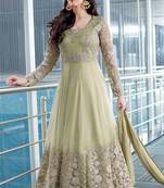 Sea-green embroidered net salwar with dupatta