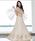 White embroidered silk salwar with dupatta