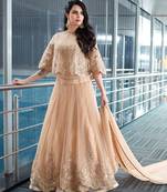 Beige embroidered net salwar