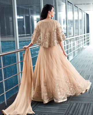 Beige embroidered net salwar 2