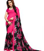 Pink Printed Faux Georgette Saree With Blouse