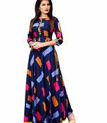 Blue printed rayon kurti