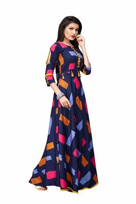 Blue printed rayon kurti 3