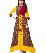 Mustard printed rayon kurti