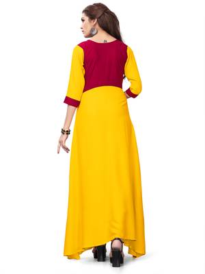 Mustard printed rayon kurti 2