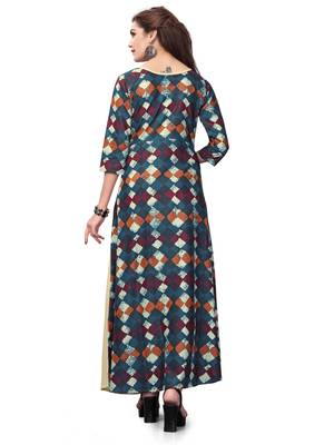 Multicolor printed rayon kurti 2