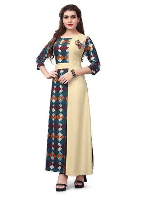 Multicolor printed rayon kurti 1