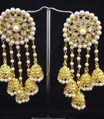 Designer Bahubali Devsena AD Pearl Jhumki Earrings Set
