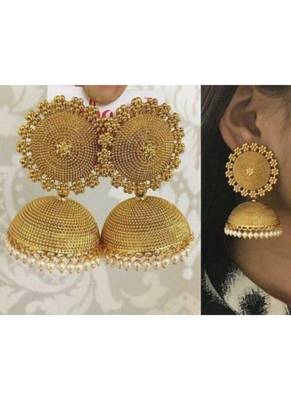 Shourya Exports All Occasion Gold Plated Pearl Jhumka Jhumki Set 1