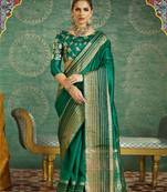 Green Plain Handloom Silk Saree With Blouse