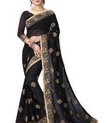 Black embroidered georgette saree with blouse