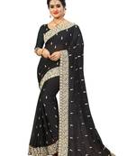 Black embroidered georgette saree with blouse