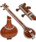 New Tanpura Tambura Tanpuri 5 Main String Tun Wood Beautiful Craft Work Sweet Sound Natural Wood Colour with Gig Bag
