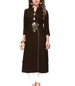 Brown embroidered rayon kurti