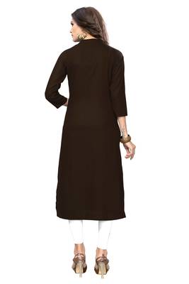 Brown embroidered rayon kurti 2