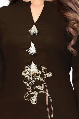 Brown embroidered rayon kurti 4