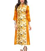 Yellow printed rayon kurti