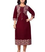 Maroon printed rayon kurti