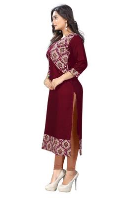 Maroon printed rayon kurti 3