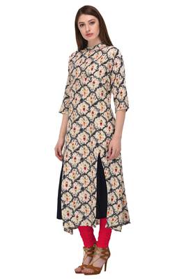 Multicolor printed rayon kurti 4