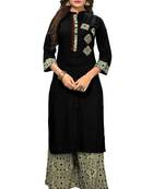 Black printed rayon kurti