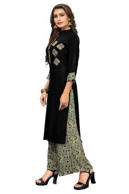 Black printed rayon kurti 3