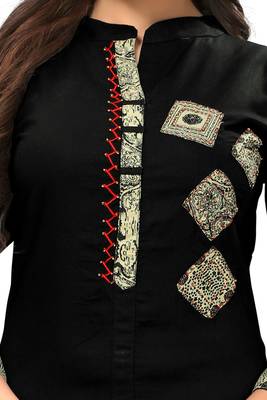 Black printed rayon kurti 4