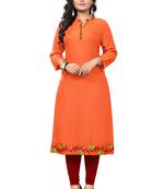 Orange embroidered rayon kurti