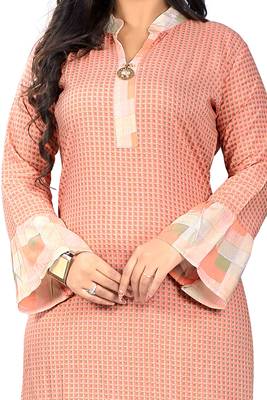Pink printed rayon kurti 4