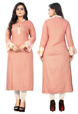 Pink printed rayon kurti 5